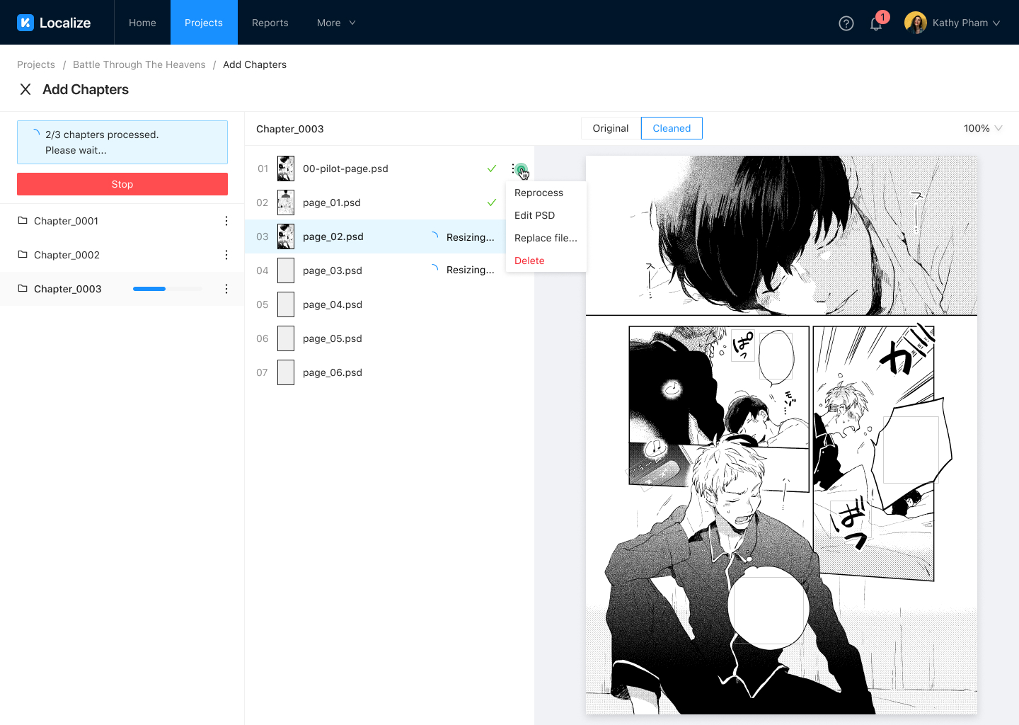 Process Chapter - At least 1 chapter is processing